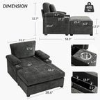 Fauteuil de relaxation surdimensionné avec pouf, pour 1 personne - Vert / Gris / Beige / Gris foncé