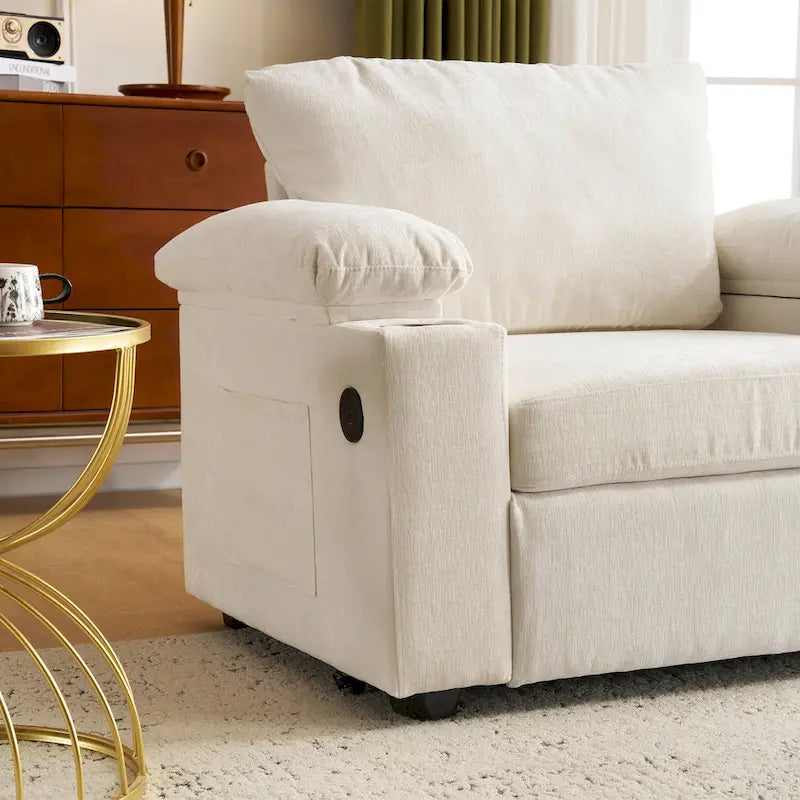 Fauteuil de relaxation surdimensionné avec pouf, pour 1 personne - Vert / Gris / Beige / Gris foncé