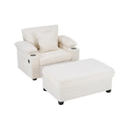 Fauteuil de relaxation surdimensionné avec pouf, pour 1 personne - Vert / Gris / Beige / Gris foncé