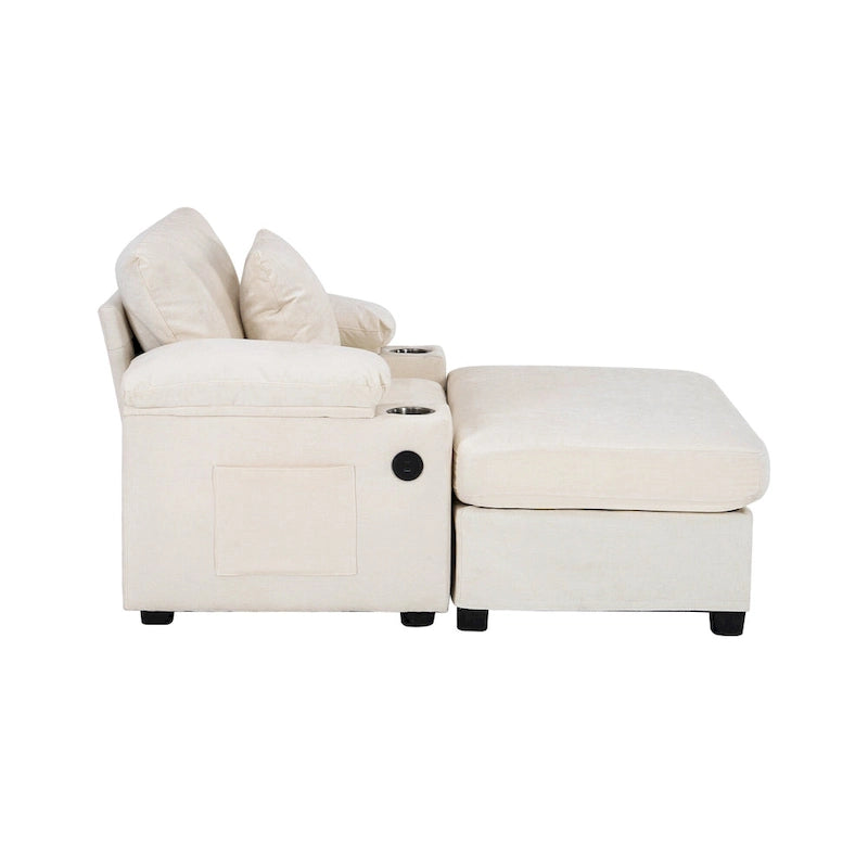 Fauteuil de relaxation surdimensionné avec pouf, pour 1 personne - Vert / Gris / Beige / Gris foncé