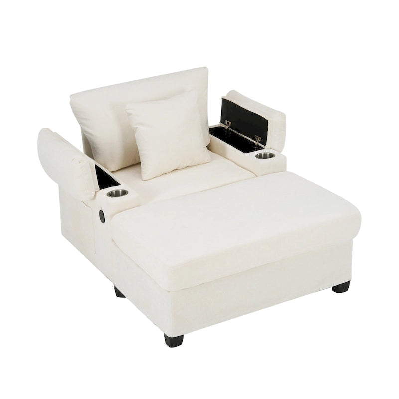 Fauteuil de relaxation surdimensionné avec pouf, pour 1 personne - Vert / Gris / Beige / Gris foncé