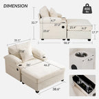 Fauteuil de relaxation surdimensionné avec pouf, pour 1 personne - Vert / Gris / Beige / Gris foncé