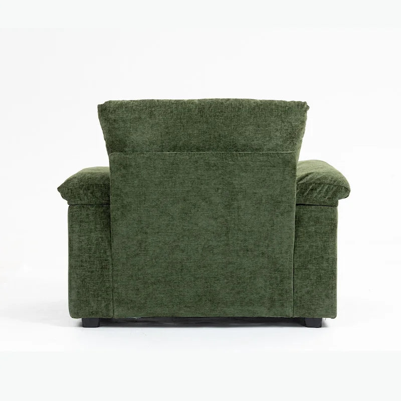 Fauteuil de relaxation surdimensionné avec pouf, pour 1 personne - Vert / Gris / Beige / Gris foncé