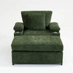 Fauteuil de relaxation surdimensionné avec pouf, pour 1 personne - Vert / Gris / Beige / Gris foncé
