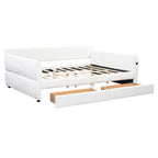 Canapé-lit rembourré Queen gris/blanc avec tiroirs de rangement et port USB, 1 à 2 personnes