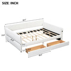 Canapé-lit rembourré Queen gris/blanc avec tiroirs de rangement et port USB, 1 à 2 personnes