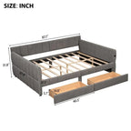 Canapé-lit rembourré Queen gris/blanc avec tiroirs de rangement et port USB, 1 à 2 personnes