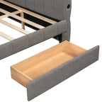 Canapé-lit rembourré Queen gris/blanc avec tiroirs de rangement et port USB, 1 à 2 personnes