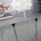 Table de chevet 3 tiroirs Gris / Blanc avec ports USB — Style transitionnel, 1 personne