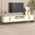 Meuble TV avec accents dorés, blanc-doré / doré-noir, pour TV jusqu'à 85", 1 unité