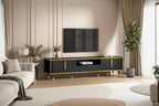 Luxury Minimalism TV Stand Storage Cabinet with Golden Accents - 13.90 x 78.80 x 19.00