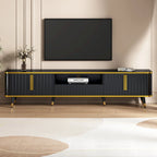 Meuble TV avec accents dorés, blanc-doré / doré-noir, pour TV jusqu'à 85", 1 unité