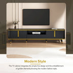 Meuble TV avec accents dorés, blanc-doré / doré-noir, pour TV jusqu'à 85", 1 unité