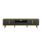 Meuble TV avec accents dorés, blanc-doré / doré-noir, pour TV jusqu'à 85", 1 unité