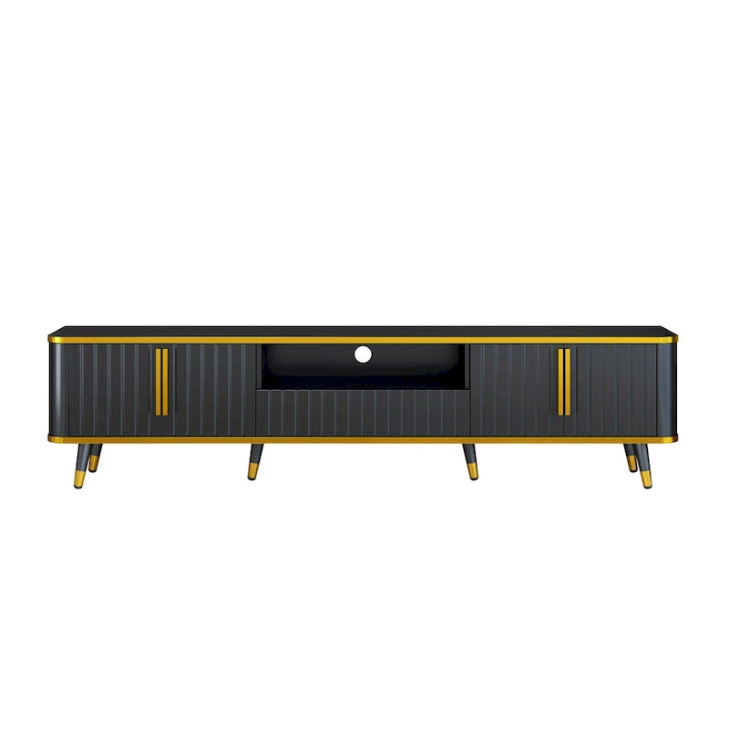 Meuble TV avec accents dorés, blanc-doré / doré-noir, pour TV jusqu'à 85", 1 unité