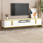 Meuble TV avec accents dorés, blanc-doré / doré-noir, pour TV jusqu'à 85", 1 unité