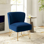 Fauteuil d'appoint capitonné en velours – Pieds dorés | Marine / Violet / Rose / Gris / Bleu sarcelle / Noir / Bleu / Ivoire / Fuchsia / Fauve / Moutarde / Vert | Sans accoudoirs | 1 place