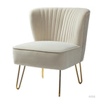 Fauteuil d'appoint capitonné en velours – Pieds dorés | Marine / Violet / Rose / Gris / Bleu sarcelle / Noir / Bleu / Ivoire / Fuchsia / Fauve / Moutarde / Vert | Sans accoudoirs | 1 place