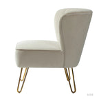 Fauteuil d'appoint capitonné en velours – Pieds dorés | Marine / Violet / Rose / Gris / Bleu sarcelle / Noir / Bleu / Ivoire / Fuchsia / Fauve / Moutarde / Vert | Sans accoudoirs | 1 place