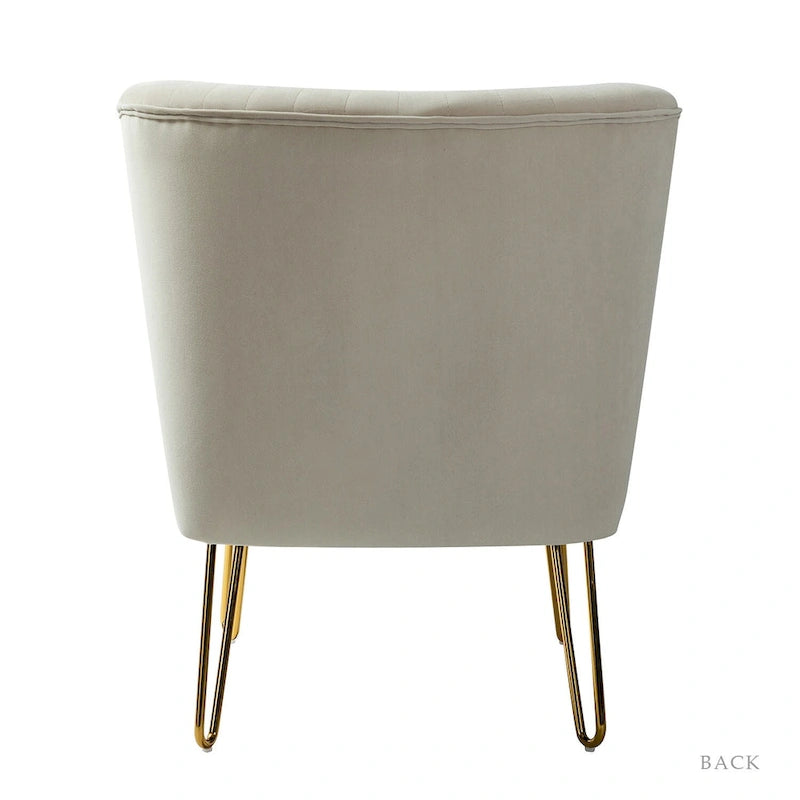 Fauteuil d'appoint capitonné en velours – Pieds dorés | Marine / Violet / Rose / Gris / Bleu sarcelle / Noir / Bleu / Ivoire / Fuchsia / Fauve / Moutarde / Vert | Sans accoudoirs | 1 place