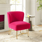 Fauteuil d'appoint capitonné en velours – Pieds dorés | Marine / Violet / Rose / Gris / Bleu sarcelle / Noir / Bleu / Ivoire / Fuchsia / Fauve / Moutarde / Vert | Sans accoudoirs | 1 place
