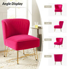 Fauteuil d'appoint capitonné en velours – Pieds dorés | Marine / Violet / Rose / Gris / Bleu sarcelle / Noir / Bleu / Ivoire / Fuchsia / Fauve / Moutarde / Vert | Sans accoudoirs | 1 place