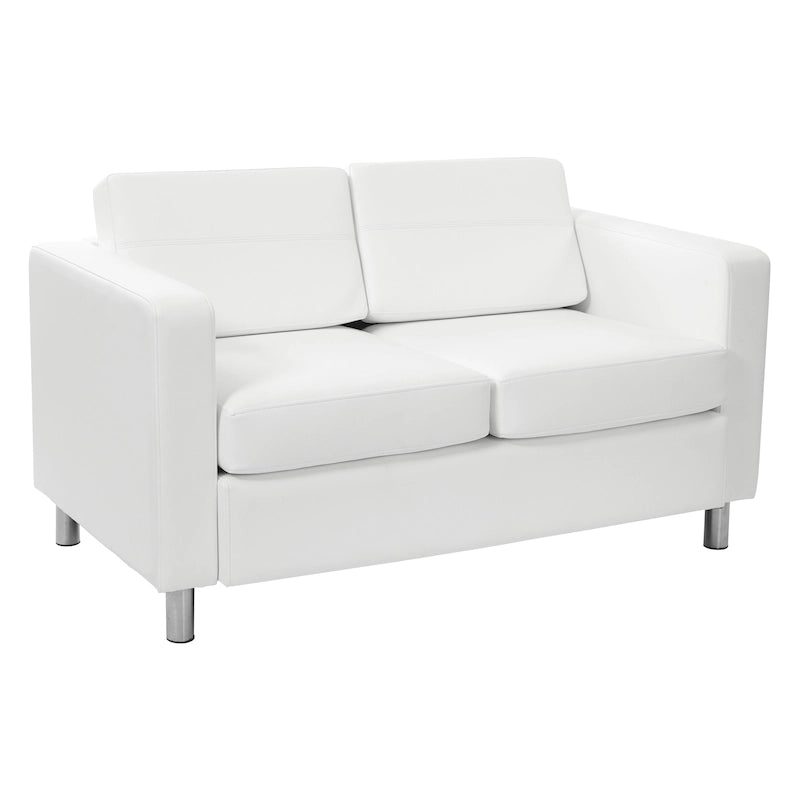 Causeuse en Faux Cuir, 2 Places, Style Moderne — Sauge / Stratus / Bleu / Chamois / Neige / Noir / Java / Rouge à Lèvres