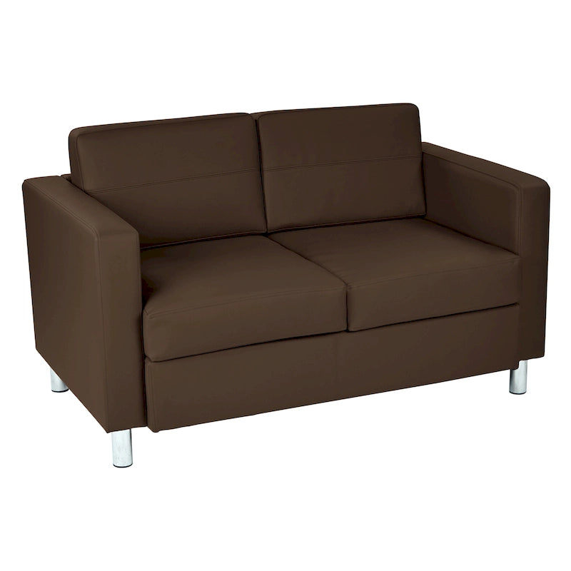 Causeuse en Faux Cuir, 2 Places, Style Moderne — Sauge / Stratus / Bleu / Chamois / Neige / Noir / Java / Rouge à Lèvres