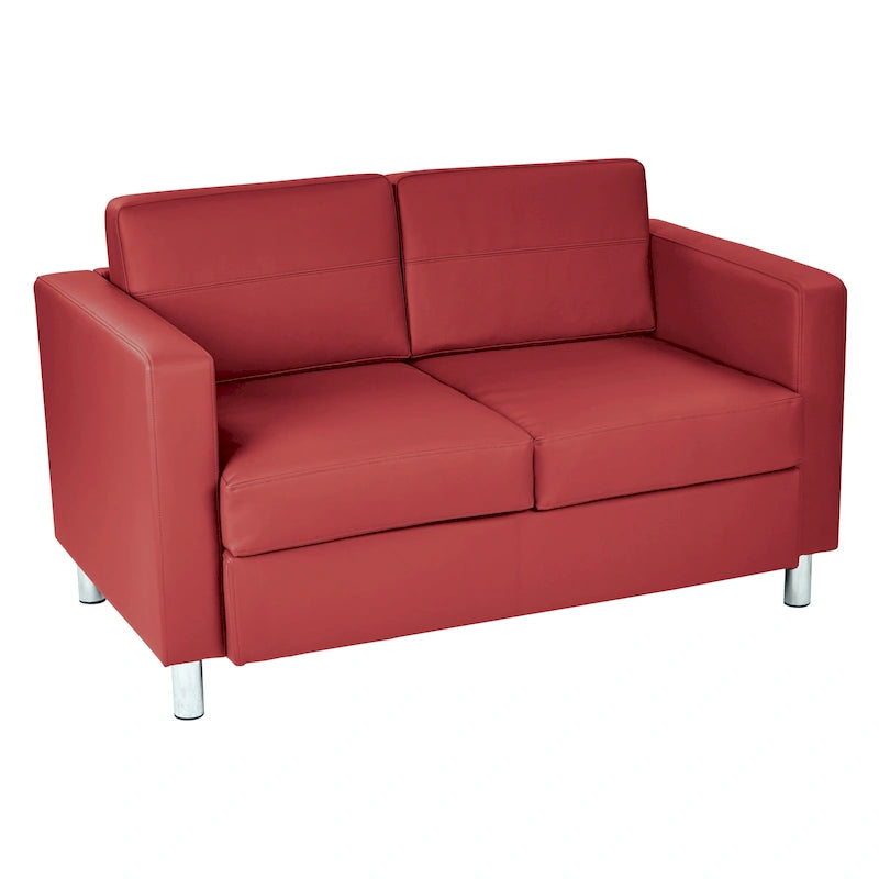 Causeuse en Faux Cuir, 2 Places, Style Moderne — Sauge / Stratus / Bleu / Chamois / Neige / Noir / Java / Rouge à Lèvres