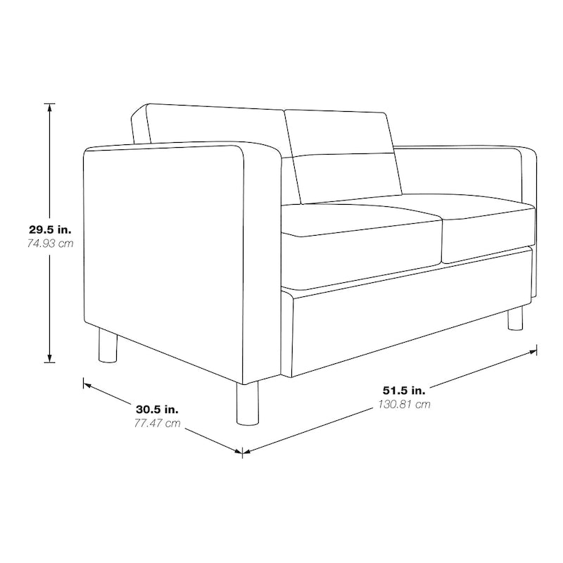 Causeuse en Faux Cuir, 2 Places, Style Moderne — Sauge / Stratus / Bleu / Chamois / Neige / Noir / Java / Rouge à Lèvres