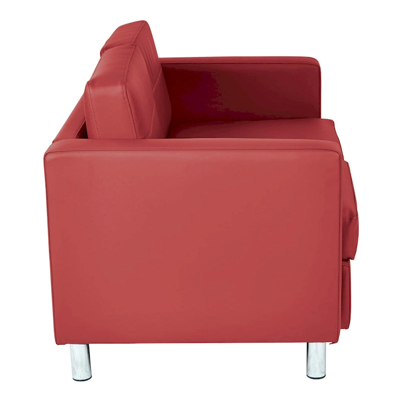 Causeuse en Faux Cuir, 2 Places, Style Moderne — Sauge / Stratus / Bleu / Chamois / Neige / Noir / Java / Rouge à Lèvres