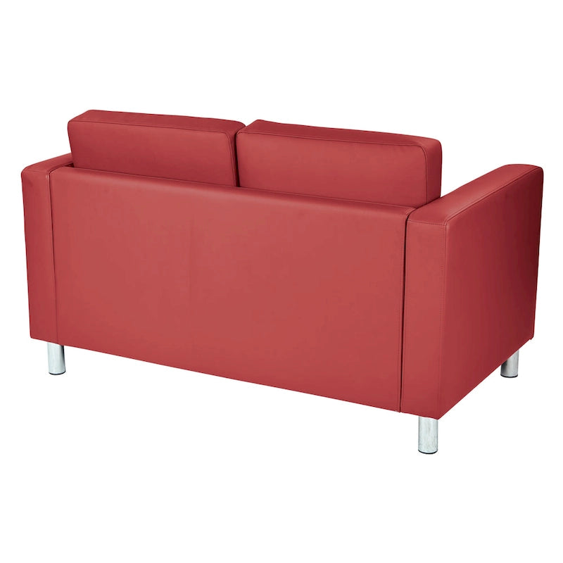 Causeuse en Faux Cuir, 2 Places, Style Moderne — Sauge / Stratus / Bleu / Chamois / Neige / Noir / Java / Rouge à Lèvres