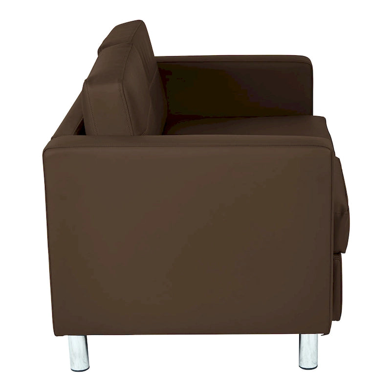 Causeuse en Faux Cuir, 2 Places, Style Moderne — Sauge / Stratus / Bleu / Chamois / Neige / Noir / Java / Rouge à Lèvres