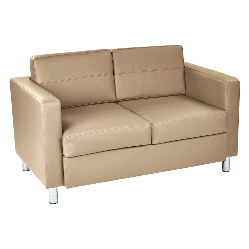 Causeuse en Faux Cuir, 2 Places, Style Moderne — Sauge / Stratus / Bleu / Chamois / Neige / Noir / Java / Rouge à Lèvres