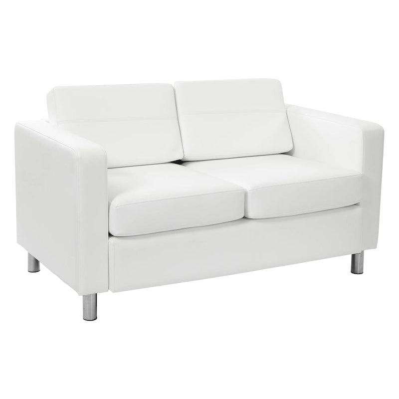 Causeuse en Faux Cuir, 2 Places, Style Moderne — Sauge / Stratus / Bleu / Chamois / Neige / Noir / Java / Rouge à Lèvres