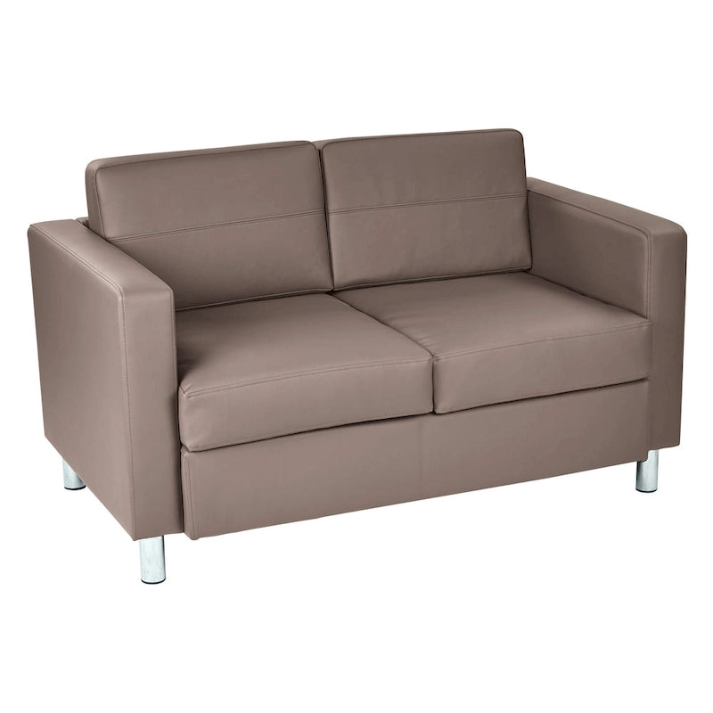 Causeuse en Faux Cuir, 2 Places, Style Moderne — Sauge / Stratus / Bleu / Chamois / Neige / Noir / Java / Rouge à Lèvres