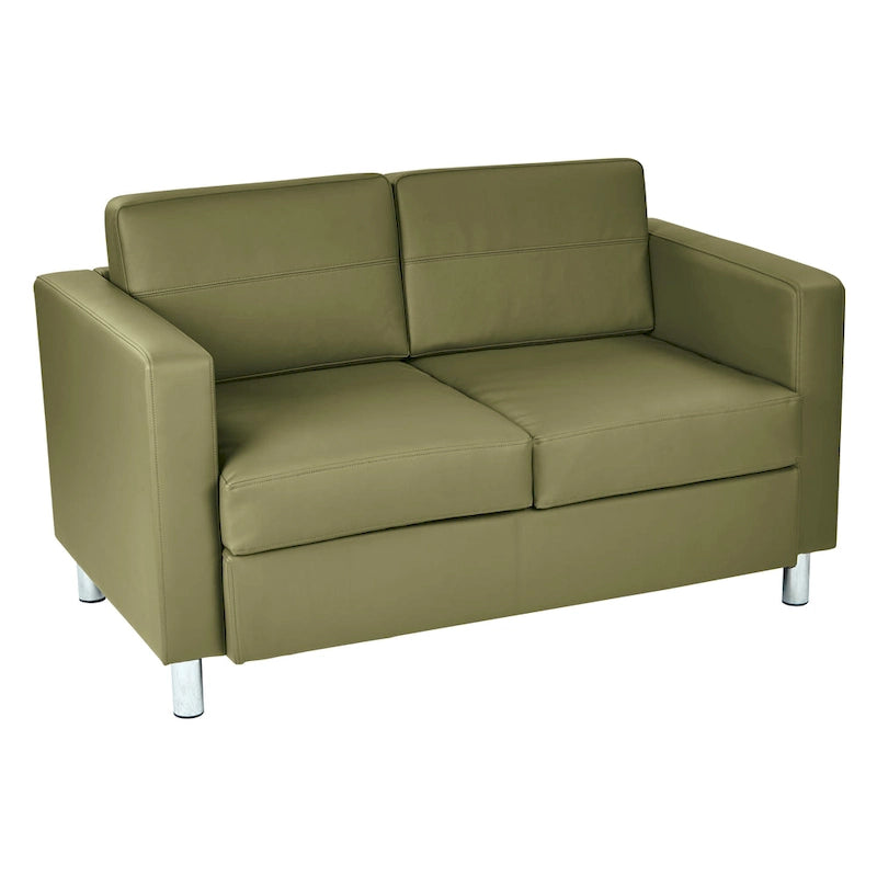 Causeuse en Faux Cuir, 2 Places, Style Moderne — Sauge / Stratus / Bleu / Chamois / Neige / Noir / Java / Rouge à Lèvres