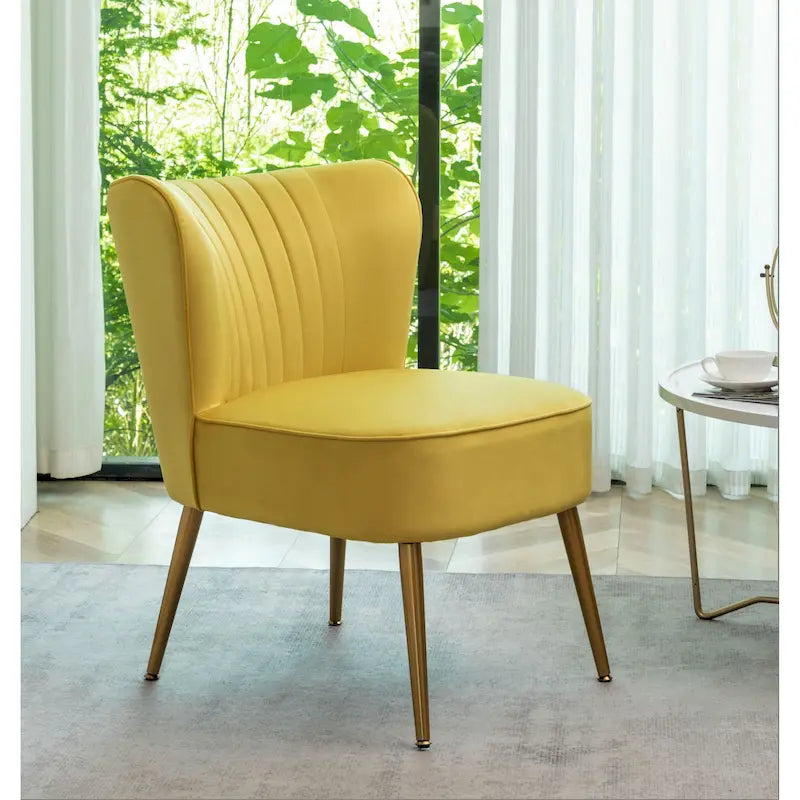 Fauteuil d'appoint en velours sans accoudoirs, style moderne du milieu du siècle, 1 place – Noir / Sarcelle / Gris / Bleu marine / Jaune / Ivoire / Vert / Violet / Rouge orangé