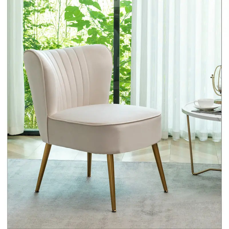 Fauteuil d'appoint en velours sans accoudoirs, style moderne du milieu du siècle, 1 place – Noir / Sarcelle / Gris / Bleu marine / Jaune / Ivoire / Vert / Violet / Rouge orangé
