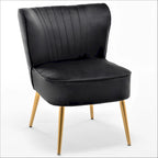 Fauteuil d'appoint en velours sans accoudoirs, style moderne du milieu du siècle, 1 place – Noir / Sarcelle / Gris / Bleu marine / Jaune / Ivoire / Vert / Violet / Rouge orangé
