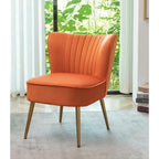 Fauteuil d'appoint en velours sans accoudoirs, style moderne du milieu du siècle, 1 place – Noir / Sarcelle / Gris / Bleu marine / Jaune / Ivoire / Vert / Violet / Rouge orangé