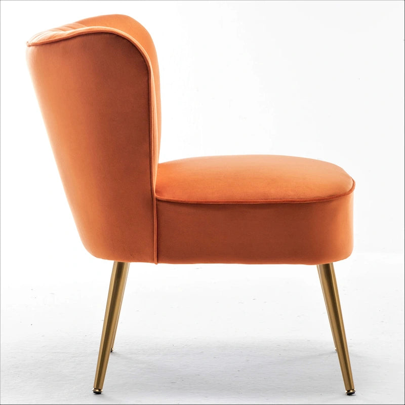 Fauteuil d'appoint en velours sans accoudoirs, style moderne du milieu du siècle, 1 place – Noir / Sarcelle / Gris / Bleu marine / Jaune / Ivoire / Vert / Violet / Rouge orangé