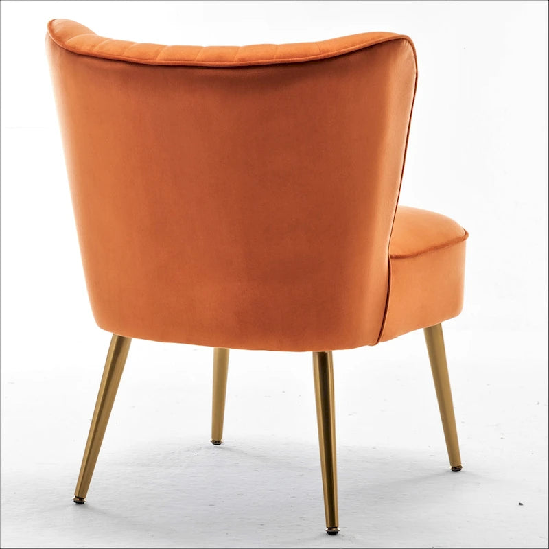 Fauteuil d'appoint en velours sans accoudoirs, style moderne du milieu du siècle, 1 place – Noir / Sarcelle / Gris / Bleu marine / Jaune / Ivoire / Vert / Violet / Rouge orangé