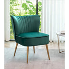 Fauteuil d'appoint en velours sans accoudoirs, style moderne du milieu du siècle, 1 place – Noir / Sarcelle / Gris / Bleu marine / Jaune / Ivoire / Vert / Violet / Rouge orangé