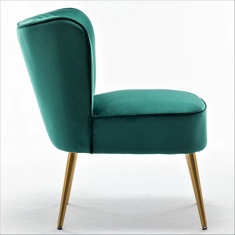 Fauteuil d'appoint en velours sans accoudoirs, style moderne du milieu du siècle, 1 place – Noir / Sarcelle / Gris / Bleu marine / Jaune / Ivoire / Vert / Violet / Rouge orangé