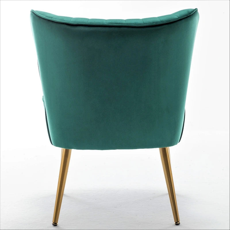 Fauteuil d'appoint en velours sans accoudoirs, style moderne du milieu du siècle, 1 place – Noir / Sarcelle / Gris / Bleu marine / Jaune / Ivoire / Vert / Violet / Rouge orangé