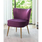 Fauteuil d'appoint en velours sans accoudoirs, style moderne du milieu du siècle, 1 place – Noir / Sarcelle / Gris / Bleu marine / Jaune / Ivoire / Vert / Violet / Rouge orangé