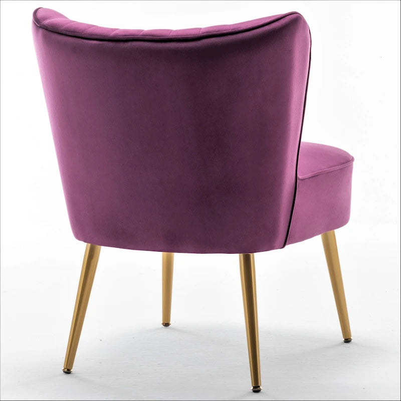 Fauteuil d'appoint en velours sans accoudoirs, style moderne du milieu du siècle, 1 place – Noir / Sarcelle / Gris / Bleu marine / Jaune / Ivoire / Vert / Violet / Rouge orangé