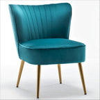 Fauteuil d'appoint en velours sans accoudoirs, style moderne du milieu du siècle, 1 place – Noir / Sarcelle / Gris / Bleu marine / Jaune / Ivoire / Vert / Violet / Rouge orangé