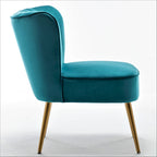 Fauteuil d'appoint en velours sans accoudoirs, style moderne du milieu du siècle, 1 place – Noir / Sarcelle / Gris / Bleu marine / Jaune / Ivoire / Vert / Violet / Rouge orangé